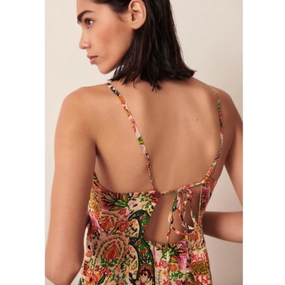 BA&SH Baila Floral Button-Front A-Line Midi Dress Size Small Spaghetti Strap - Picture 10 of 16